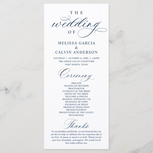 Programme Modern Classy Elegant Wedding Ceremony (Devant)