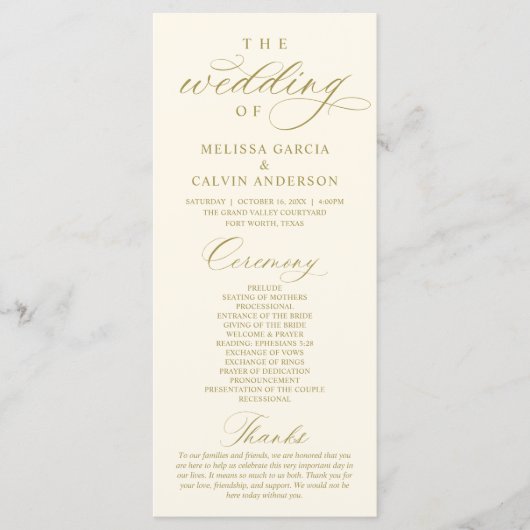 Programme Modern Classy Elegant Wedding Ceremony (Devant)