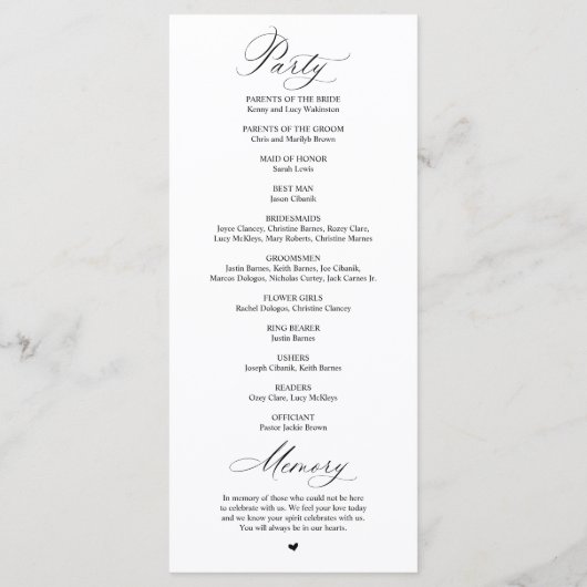 Programme Modern Classy Elegant Wedding Ceremony (Dos)