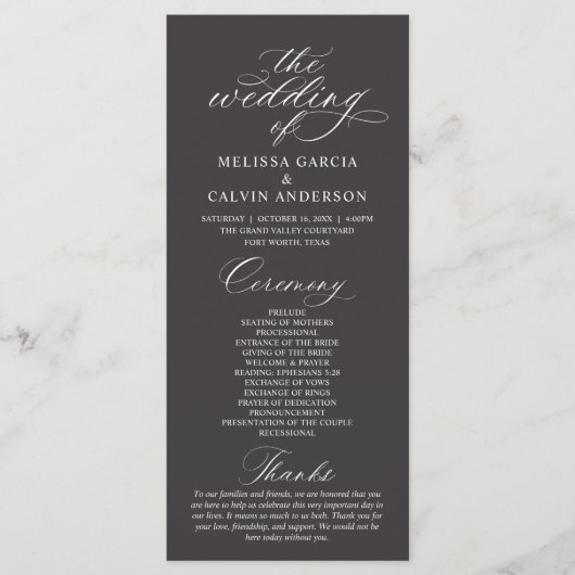 Programme Modern Classy Elegant Wedding Ceremony (Devant)