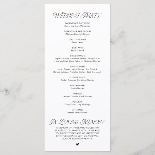Programme Modern Classy Wedding Ceremony Order (Dos)