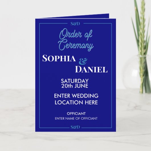 Programme Modern Editable Wedding Order of Ceremony (Devant)