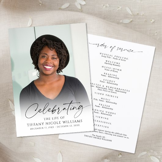 Programme Modern Funeral Celebration of Life Photo Memorial