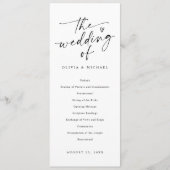 Programme Modern Handwriting Black & White Wedding Ceremony (Devant)