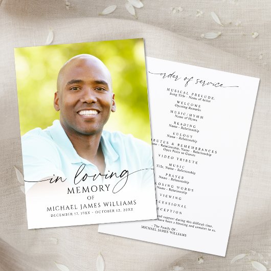 Programme Modern Memorial Funeral Celebration of Life Photo