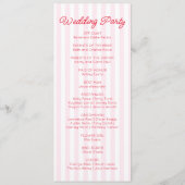 Programme Modern Minimal Minimalist Red Pink Stripes Wedding (Dos)