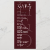 Programme Modern Minimalist Burgundy Monogram Wedding (Dos)