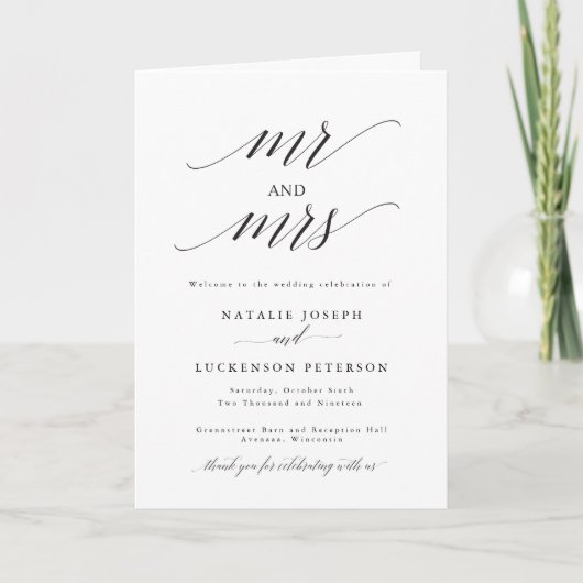 Programme Modern Minimalist Folded Wedding Program (Devant)