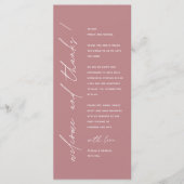 Programme Modern Minimalist Wedding Reception Thank You Card (Devant)