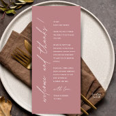 Programme Modern Minimalist Wedding Reception Thank You Card