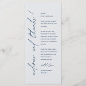 Programme Modern Minimalist Wedding Reception Thank You Card (Devant)