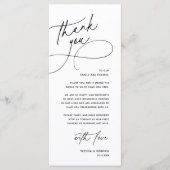 Programme Modern Romantic Wedding Reception Thank You Card (Devant)