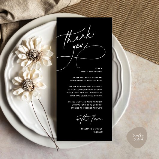 Programme Modern Romantic Wedding Reception Thank You Card