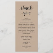 Programme Modern Rustic Wedding Dinner Thank You Card (Devant)
