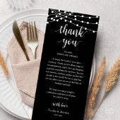 Programme Modern Rustic Wedding Dinner Thank You Card