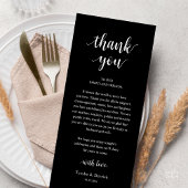 Programme Modern Rustic Wedding Dinner Thank You Card