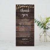 Programme Modern Rustic Wedding Reception Thank You Card (Debout devant)