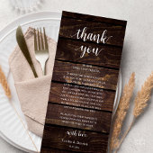 Programme Modern Rustic Wedding Reception Thank You Card