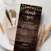 Programme Modern Rustic Wedding Reception Thank You Card
