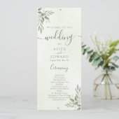 Programme Modern Sage Greenery Wedding Program Car (Debout devant)