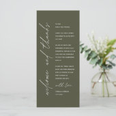 Programme Modern Wedding Reception Dinner Thank You Card (Debout devant)