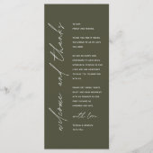 Programme Modern Wedding Reception Dinner Thank You Card (Devant)