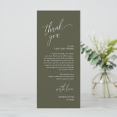 Programme Modern Wedding Reception Dinner Thank You Card (Debout devant)