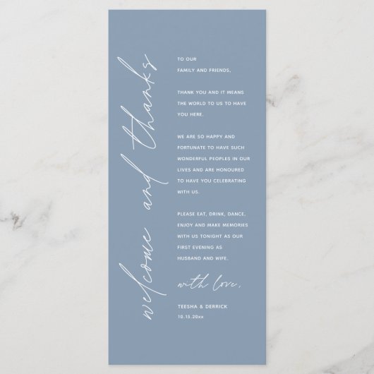 Programme Modern Wedding Reception Dinner Thank You Card (Devant)