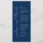 Programme Modern Wedding Reception Dinner Thank You Card (Devant)