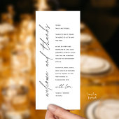 Programme Modern Wedding Reception Dinner Thank You Card