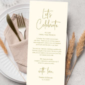 Programme Modern Wedding Reception Dinner Thank You Card