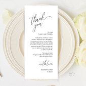 Programme Modern Wedding Reception Dinner Thank You Card