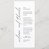 Programme Modern Wedding Reception Dinner Thank You Card (Devant)