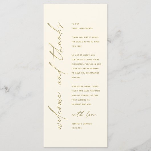 Programme Modern Wedding Reception Dinner Thank You Card (Devant)
