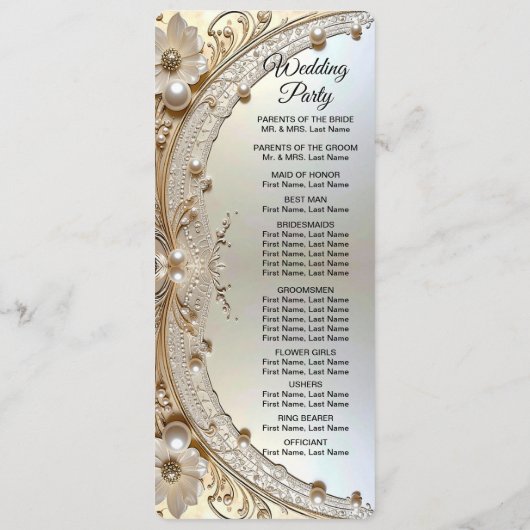 Programme Modern White Flowers Pearls Wedding Program (Dos)