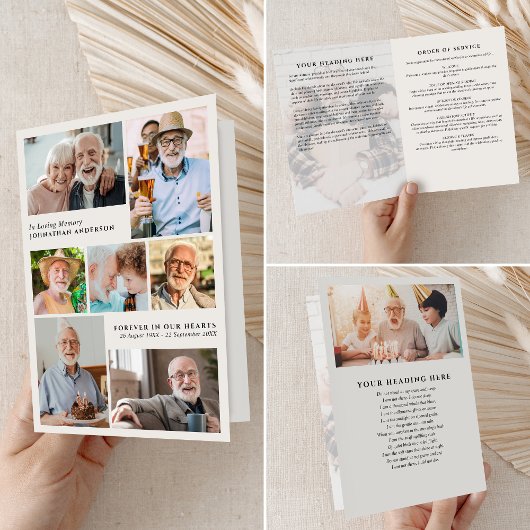 Programme Moderne 9-Photos En Souvenir Affectueux Plié Funér