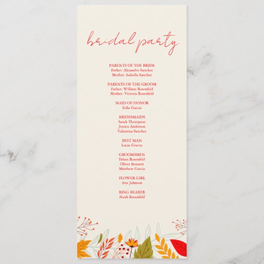 Programme Moderne automne brillant Floral Simple Mariage ivo (Dos)