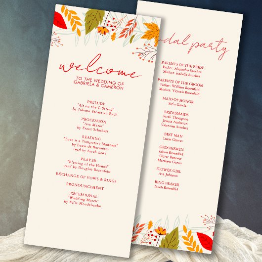 Programme Moderne automne brillant Floral Simple Mariage ivo