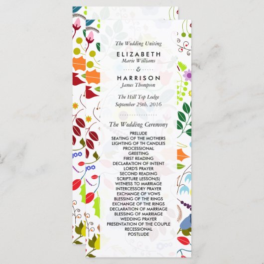 Programme moderne Boho Chic Floral Wedding (Devant / Derrière)