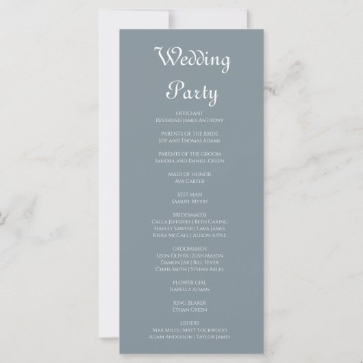 Programme moderne Boho Garden Grey Wedding (Dos)
