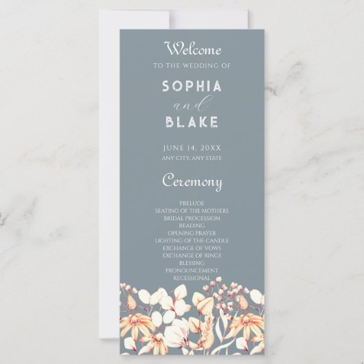 Programme moderne Boho Garden Grey Wedding (Devant)