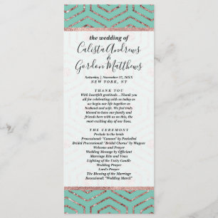 Programme Moderne Chic Aqua Rose Parties scintillant or Hexa