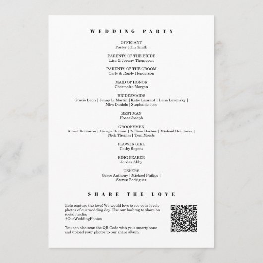 Programme Moderne Chic Dusty Blue Monogramme QR Code Mariage (Dos)