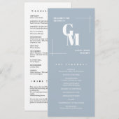 Programme Moderne Chic Dusty Blue Monogramme QR Code Mariage (Devant / Derrière)