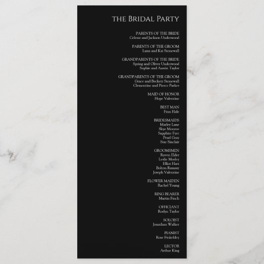 Programme moderne classique Mariage noir plat (Dos)