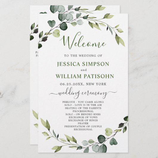 Programme moderne de cérémonie des Mariages de cou (Devant / Derrière)