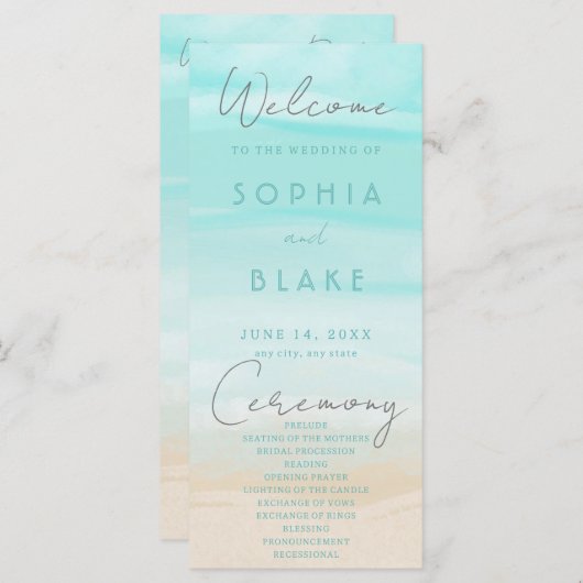 Programme moderne de mariage Abstrait à la plage (Devant / Derrière)