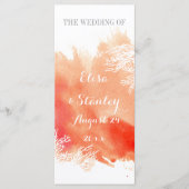 Programme moderne de mariage aquarelle corail réci (Devant)