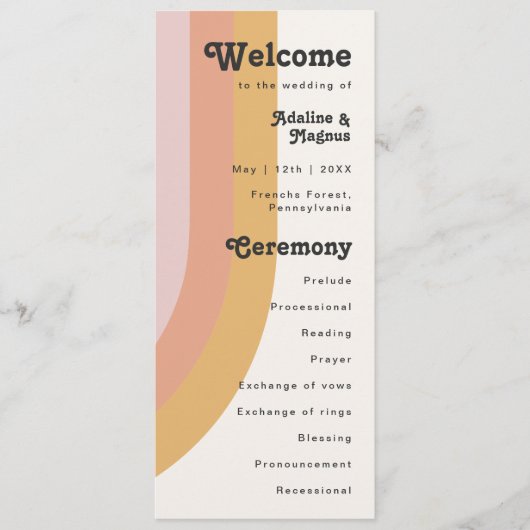 Programme moderne de mariage arc-en-ciel des année (Devant)