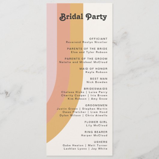 Programme moderne de mariage arc-en-ciel des année (Dos)